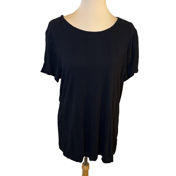 Torrid Black Ribbed Short Sleeve Crew Neck T-Shirt Women's Plus Size 1 #251 - Picture 1 of 7